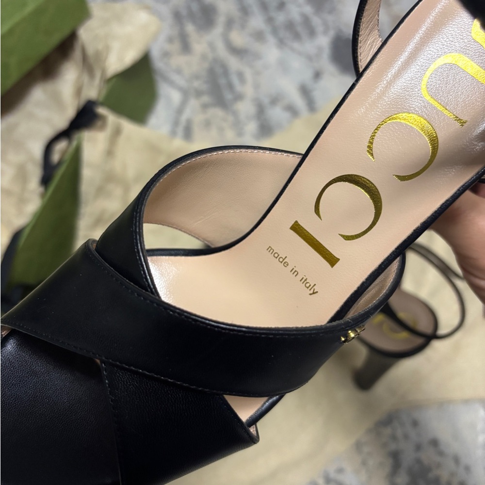 New Gucci Malaga Kld Platform Sandals Heels Black and skin rose color. - Picture 4 of 15